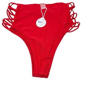 Cross1946 High Waisted Red Bikini Bottom, Large